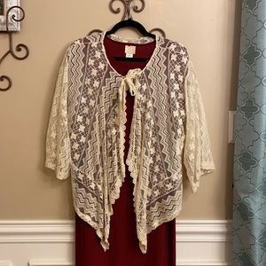 Cream Lace Cardigan.